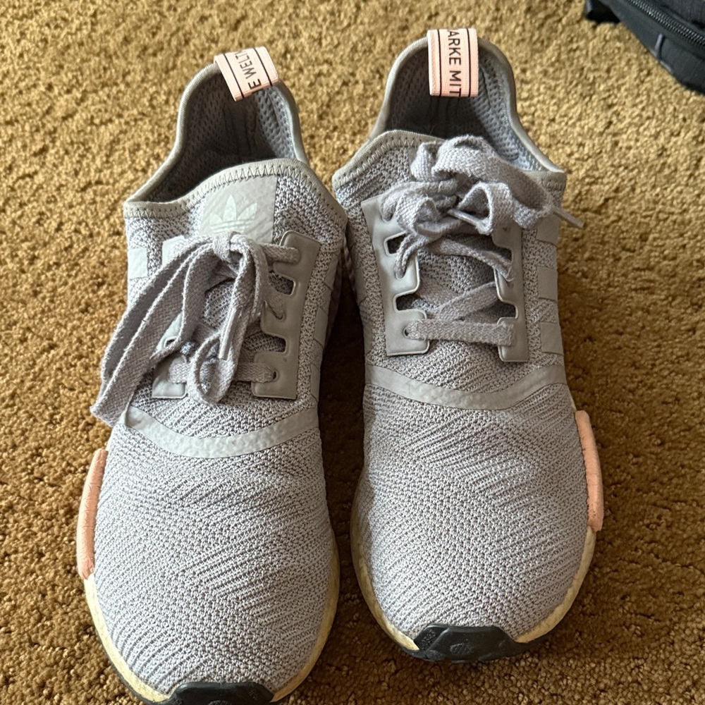 Adidas Women's Light Gray and Pink Sneakers